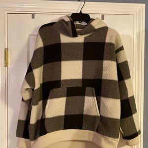 American Eagle hooded women’s top gray black and white size M
